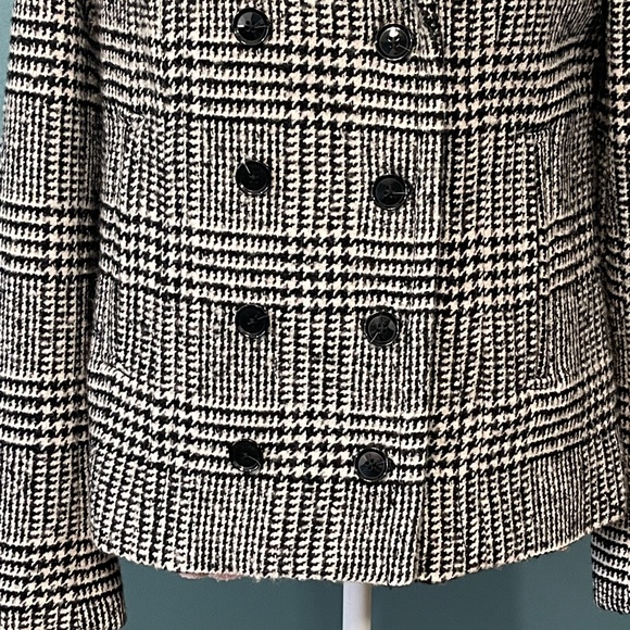 Banana Republic Houndstooth Double Breasted Wool Jacket Black White Size 10 Tall - Picture 4 of 12